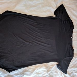 Silky black tunic length tee